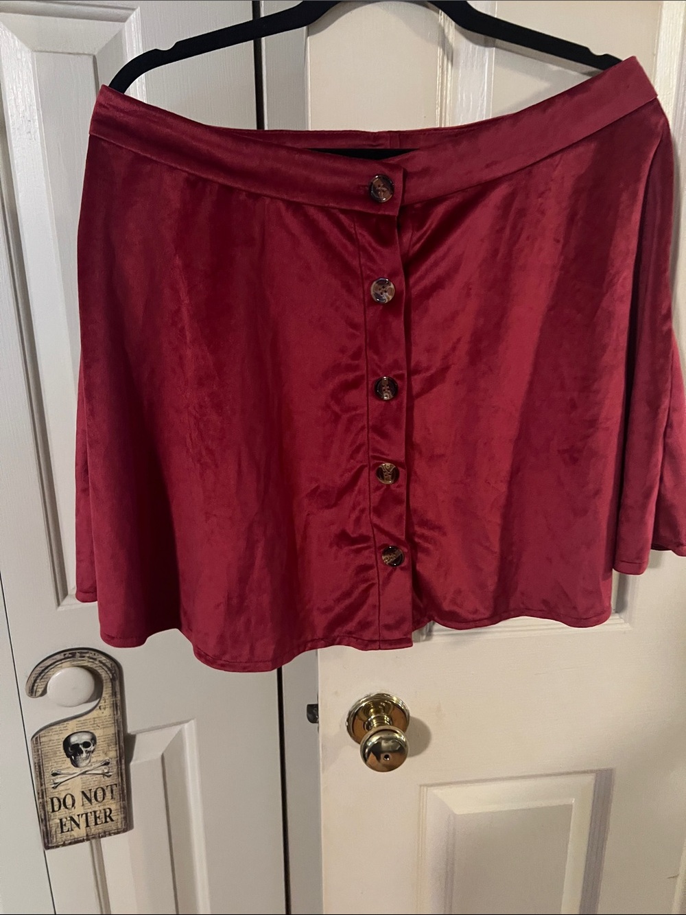 SHEIN Burgundy Button-Front Skater Skirt